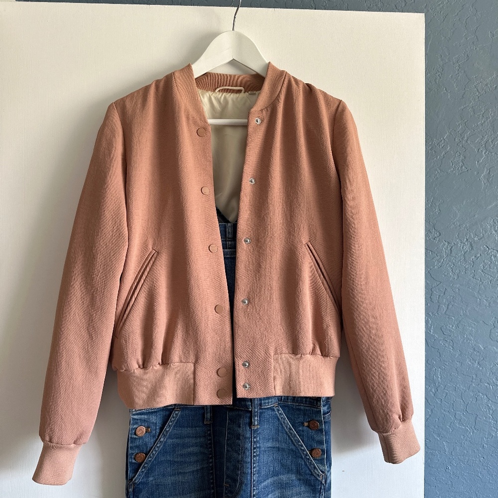 Aritzia Wilfred Womens POUSSIN BOMBER Jacket rose pink Casual Lightweight